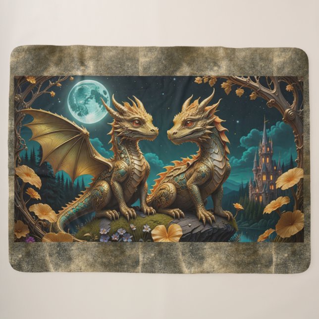 Drache im Mondlicht Sherpadecke (Vorderseite (Horizontal))