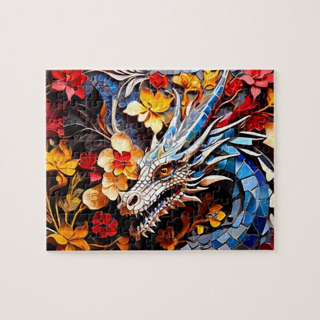 Drache im Mosaik-Design Puzzle (Horizontal)