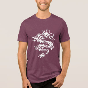 Drache im Schablonenstil als ausgeschnittene Illus Tri-Blend Shirt