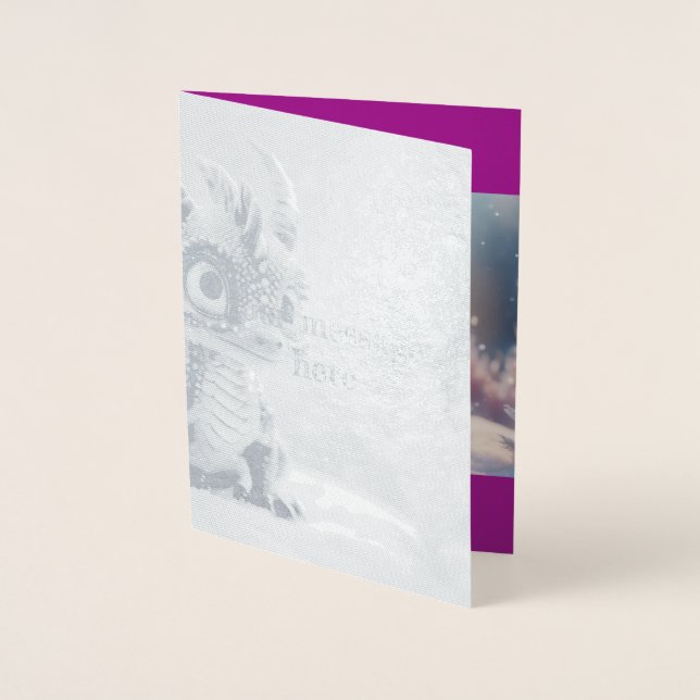 Drache im Schnee. Folienkarte (Vorderseite)