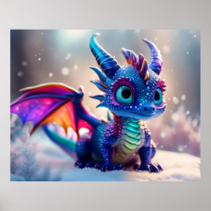 Drache im Schnee. Poster