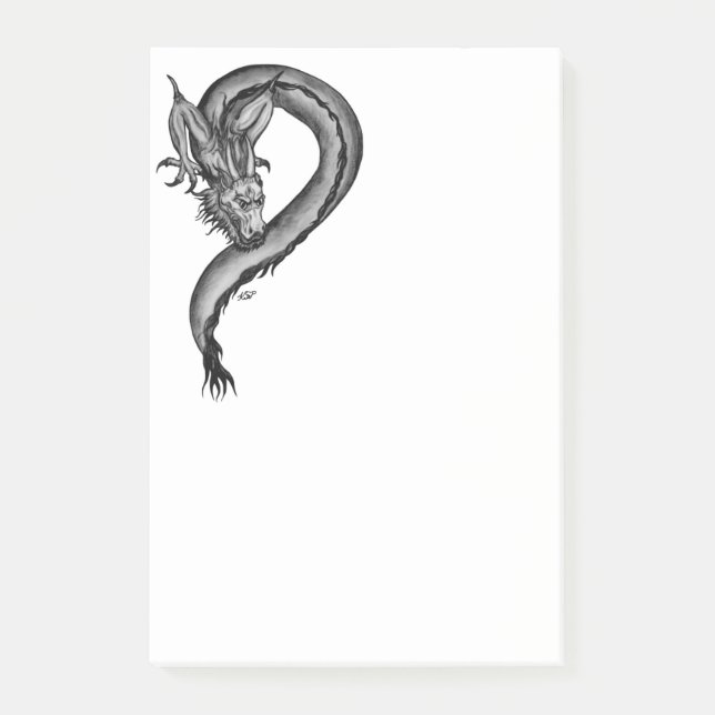 Drache im Tattoo-Stil Post-it Klebezettel (Vorderseite)