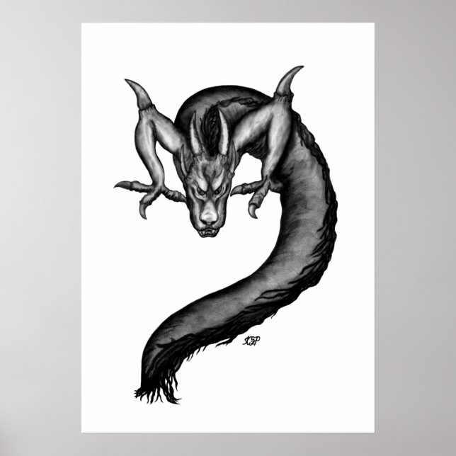 Drache im Tattoo-Stil Poster (Vorne)