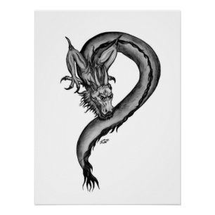 Drache im Tattoo-Stil Poster