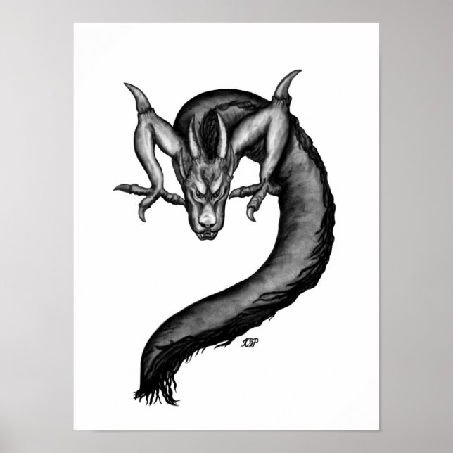 Drache im Tattoo-Stil Poster (Vorne)