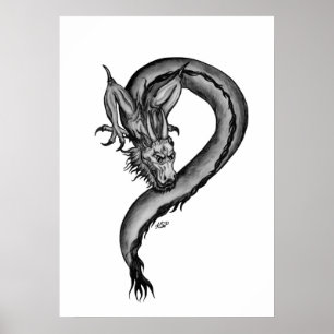 Drache im Tattoo-Stil Poster