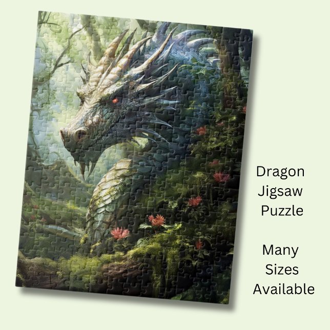 Drache im Wald mit rosa Blume Puzzle (Von Creator hochgeladen)