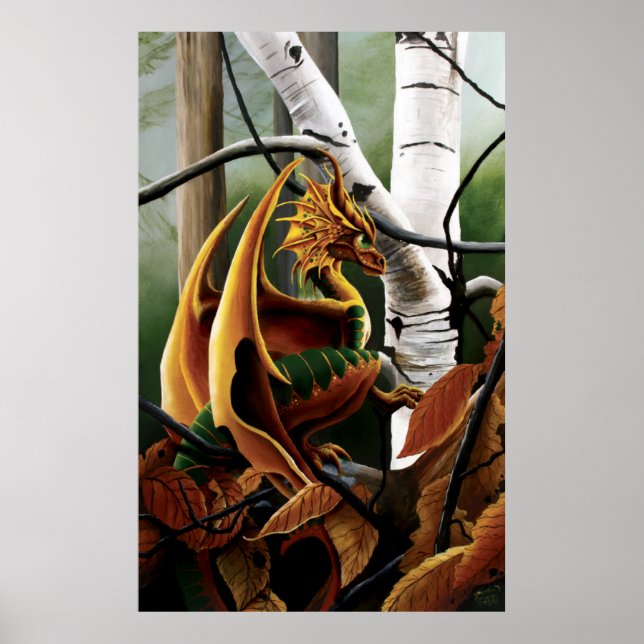 Drache in Bäumen Poster (Vorne)