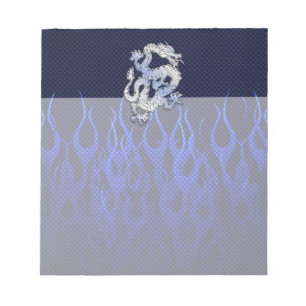 Drache in Chrome wie blaue Carbon-Faser-Stile Notizblock