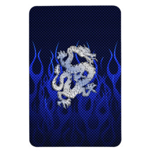 Drache in Chrome wie blaue Karbon-Faser-Stile Magnet