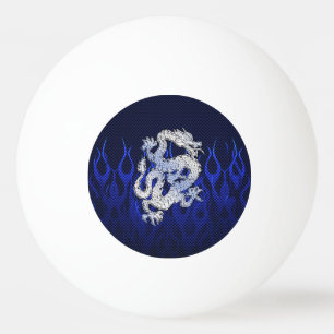 Drache in Chrome wie blaue Karbon-Faser-Stile Tischtennisball