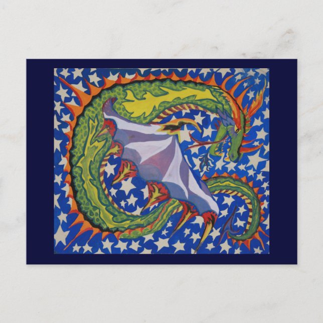 Drache in den Sternen Postkarte (Vorderseite)