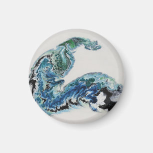 Drache in den Wellen – Abstrakte Meeresenergie-Mag Magnet