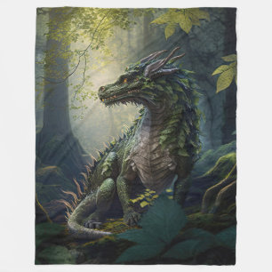 Drache in einem magischen Wald Fleece Blanket