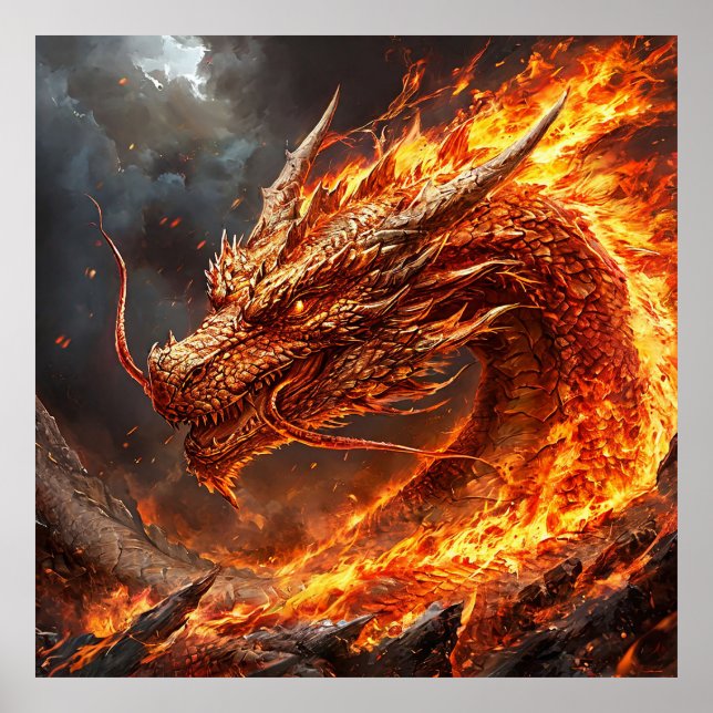 Drache in Feuer Poster (Vorne)