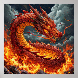 Drache in Feuer Poster