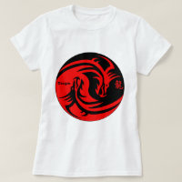 Drache in Yinyang, schwarz und rot