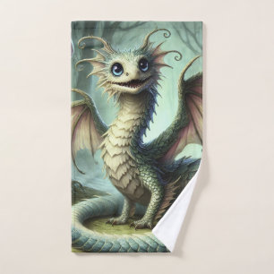 Drache Jabberwocky Niedlich Fantasy Kreatur Kunst Badhandtuch Set