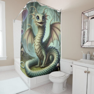 Drache Jabberwocky Niedlich Fantasy Kreatur Kunst Duschvorhang