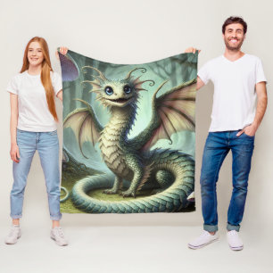 Drache Jabberwocky Niedlich Fantasy Kreatur Kunst Fleecedecke