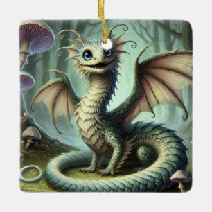Drache Jabberwocky Niedlich Fantasy Kreatur Kunst Keramikornament