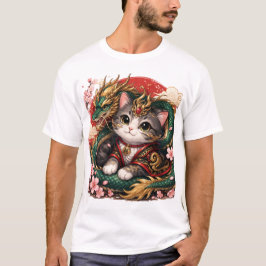 Drache Katze Fantasy Asiatisches Mythologisches De T-Shirt