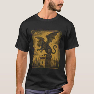 Drache Katze Vintage Schloss Katze Renaissance Kat T-Shirt