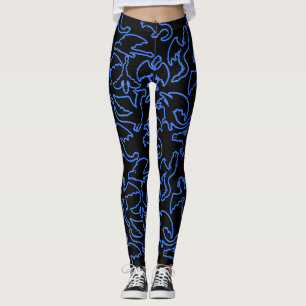 Drache Konturmuster 03.b schwarzer Hintergrund Leggings