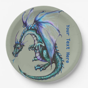 Drache-kundenspezifischer PapierTeller 9"