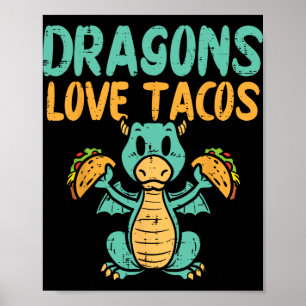 Drache liebt Tacos süß Cinco De Mayo mexikanisches Poster