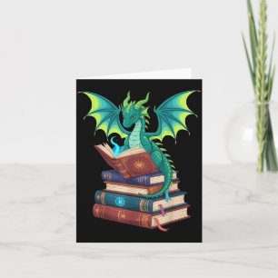 Drache liest Bücher Fantasy-Liebhaber Fabelwesen Karte