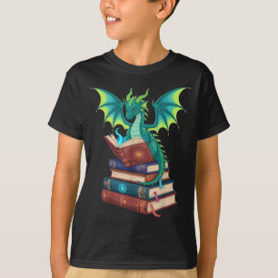 Drache liest Bücher Fantasy-Liebhaber Fabelwesen T-Shirt