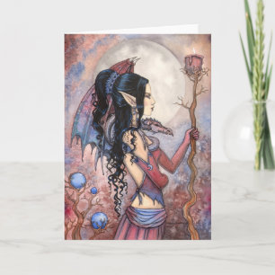 Drache Mädchen Gothic Fantasy Art von Molly Harris Karte