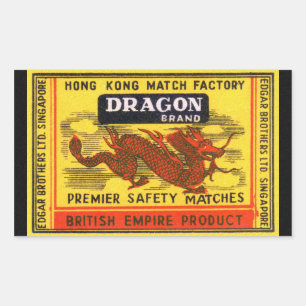 Drache-Marke Vintage-Streichholzlabel Rechteckiger Aufkleber