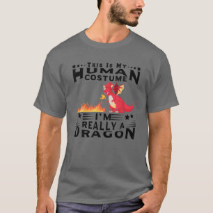 Drache Mensch Kostüm Feuer Atem Magische Flügel T-Shirt