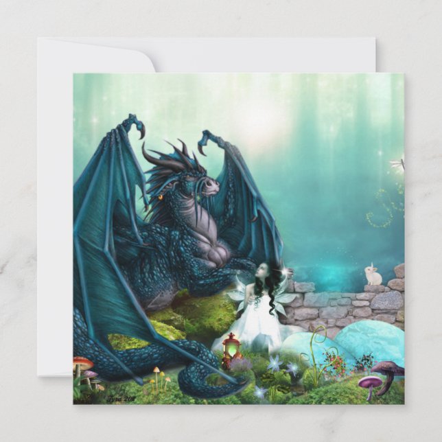 Drache mit Fairy Girl Karte (Vorderseite)