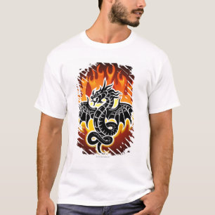 Drache mit Flammen im Hintergrund T-Shirt