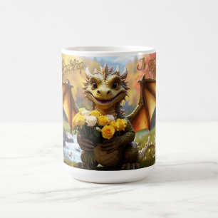 Drache mit gelben Rosen. 15-Unzen-Tasse Kaffeetasse