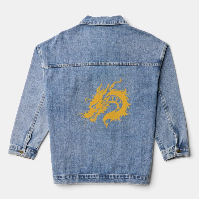 Drache mit gelber Farbe Jeansjacke (Rückseite)