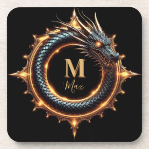 🐉 Drache mit individuellem Namen Fantasy-Symbol f Getränkeuntersetzer