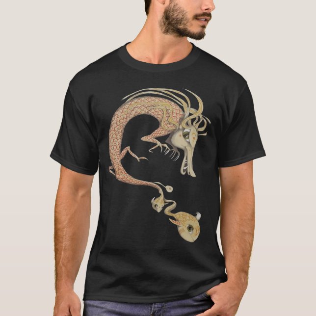 Drache mit kleinen Fischen T-Shirt (Vorderseite)