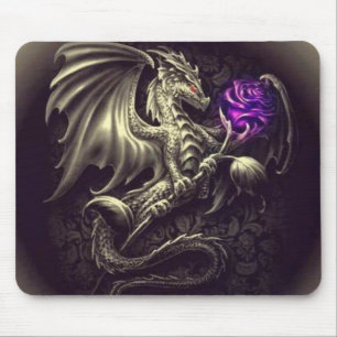 Drache mit lila Rose Mousepad