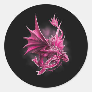 Drache mit Ribbon-Brustkrebs-Bewusstsein Runder Aufkleber