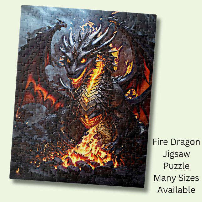Drache mit rotem und schwarzem Feuer Puzzle (Von Creator hochgeladen)
