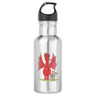 Drache mit roten Rosen Edelstahlflasche