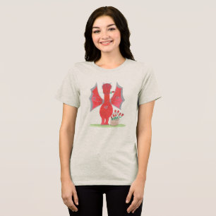 Drache mit roten Rosen Tri-Blend Shirt