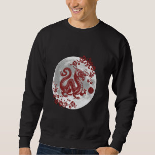 Drache mit Sakura und Vollmond Sweatshirt