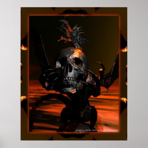 Drache mit Schädelplakat Poster