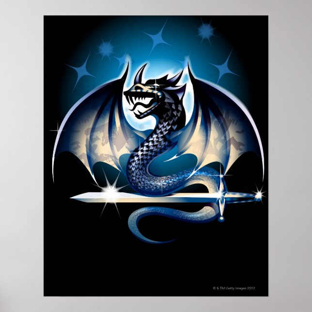 Drache mit Schwert Poster (Vorne)