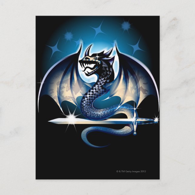 Drache mit Schwert Postkarte (Vorderseite)